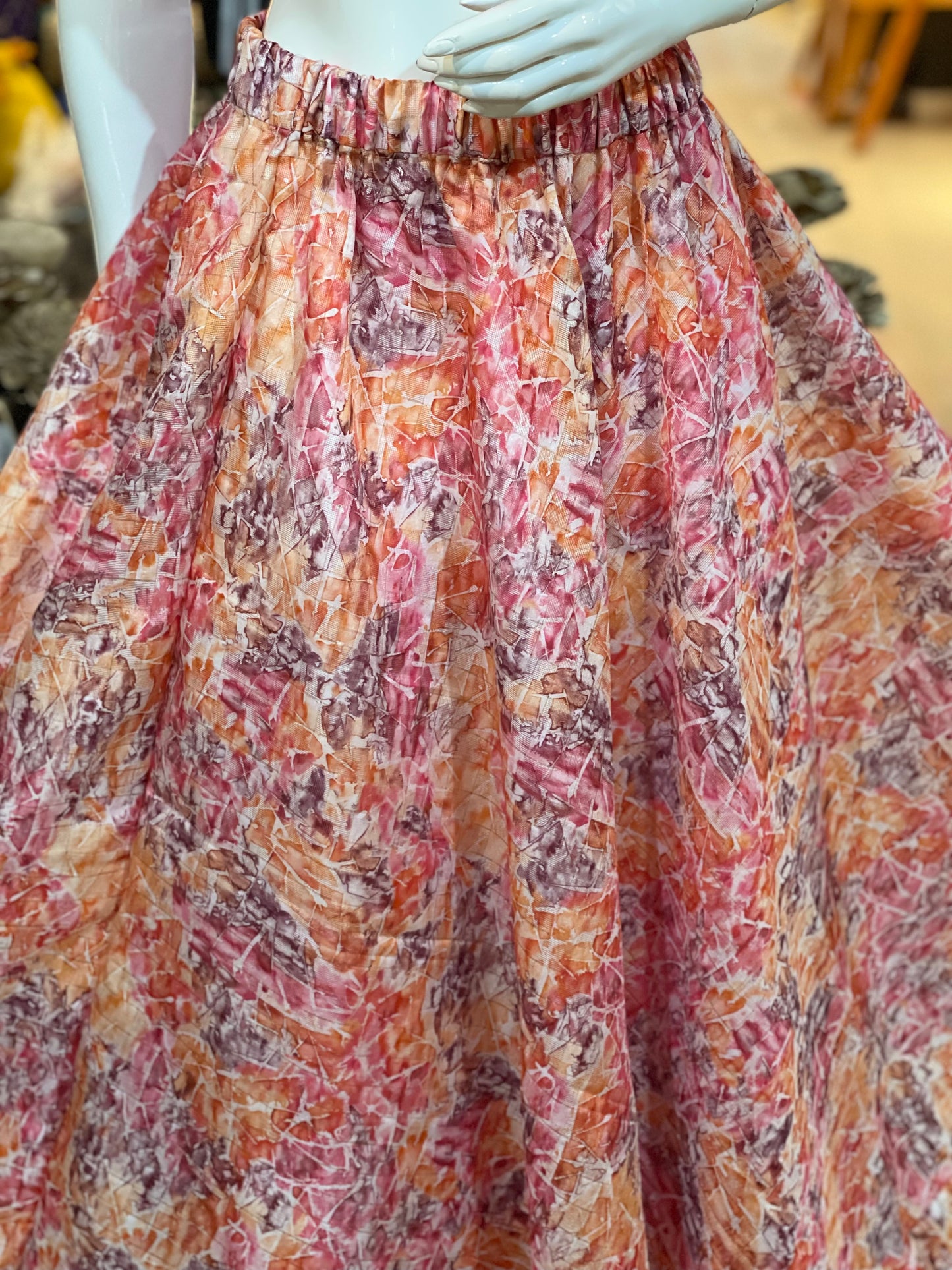 Light Pink digital print free size long skirt / lehenga