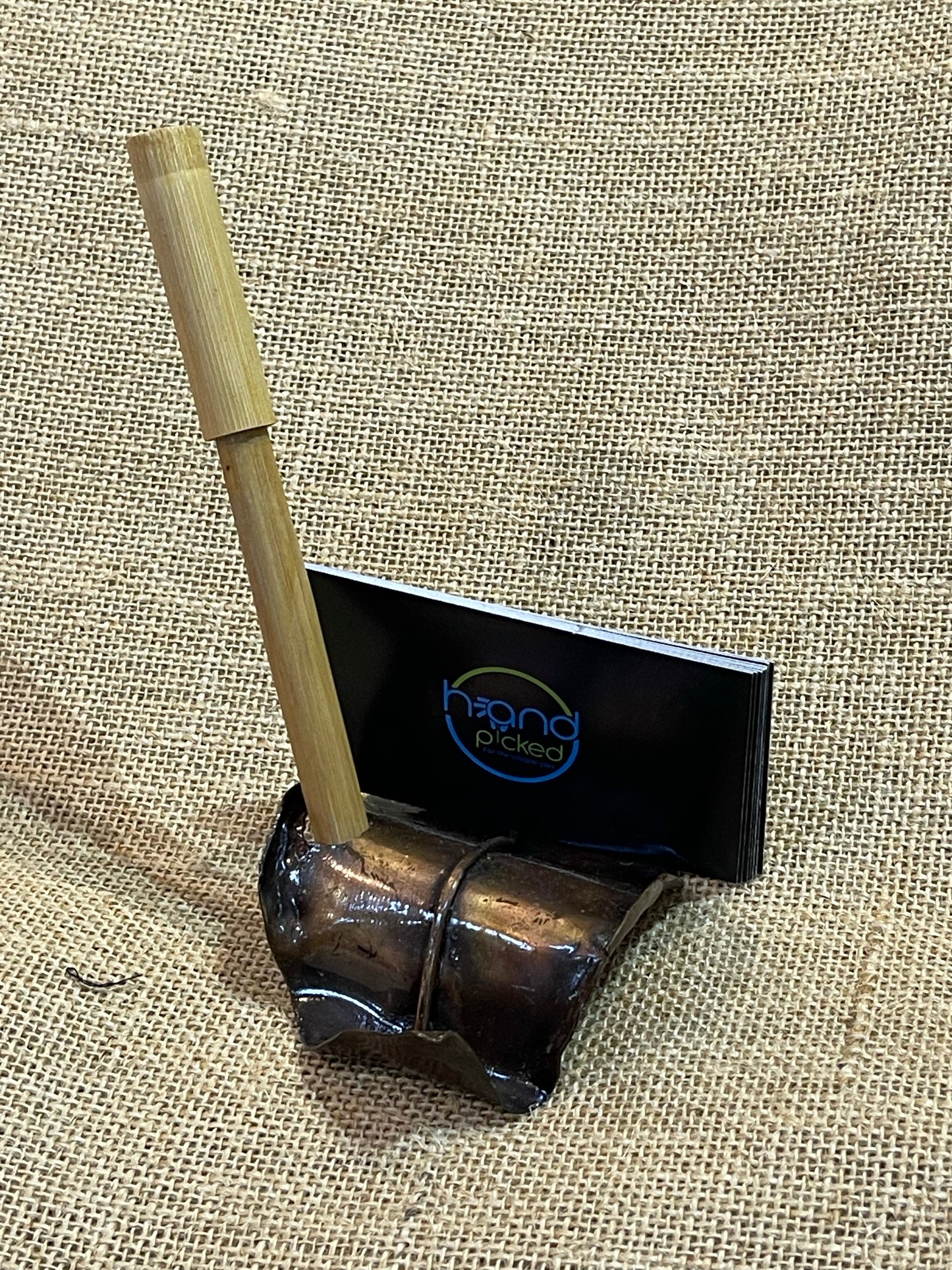 Copper leaf pen stand and card holder