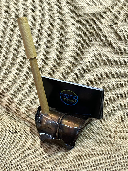 Copper leaf pen stand and card holder