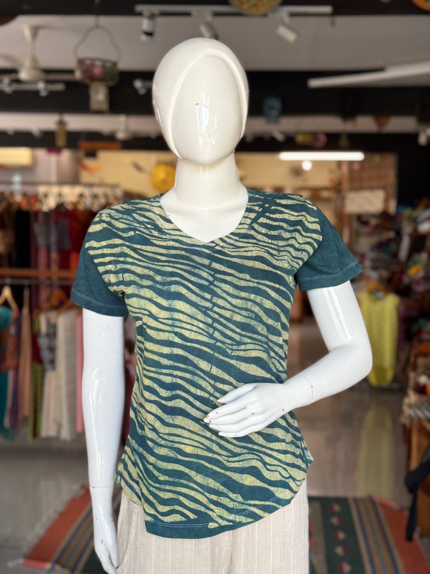 Beautiful cut womens tees - cotton, hand block printed, natural dyed tshirt for women - multiple designs and sizes