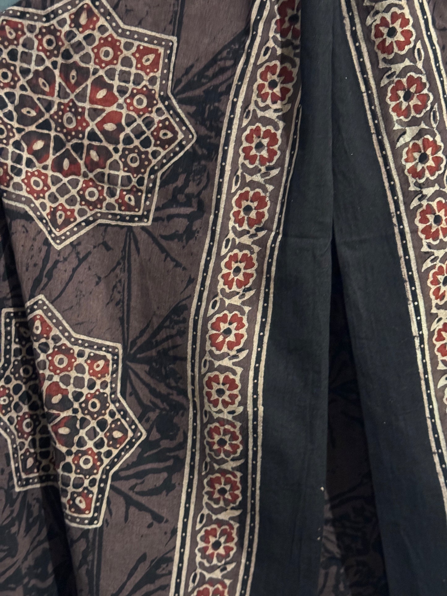 Ajrakh natural dye, hand block printed 60s cotton dupatta - colour options