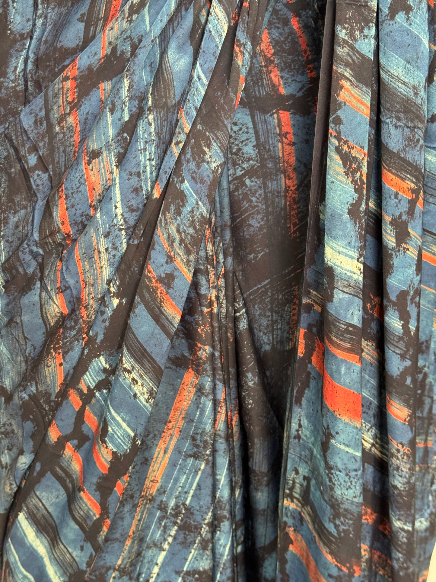 Ajrakh hand block printed soft modal saree yardage saree