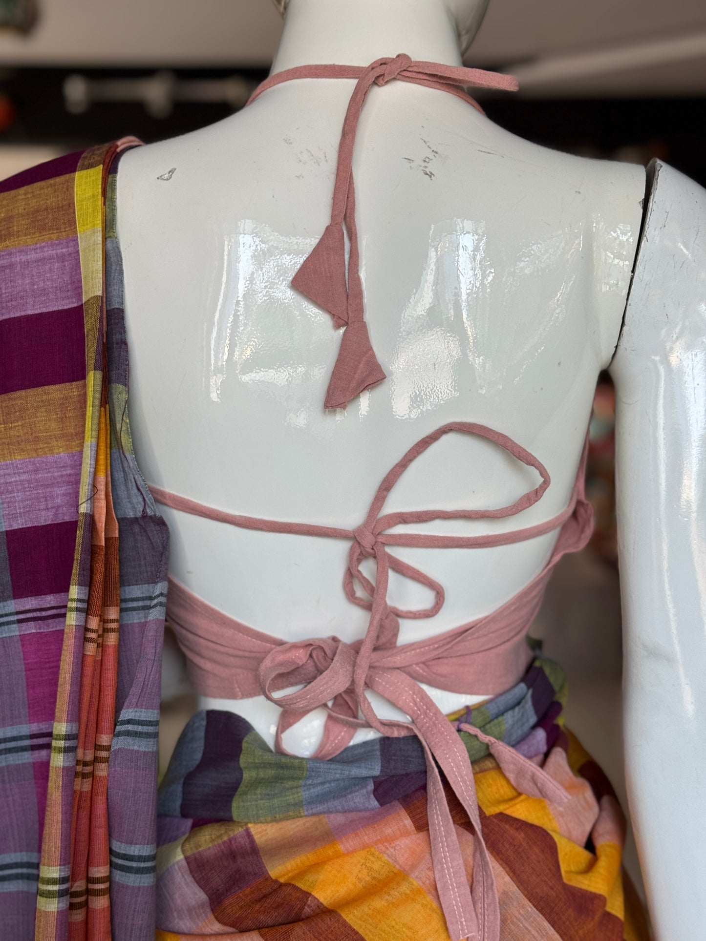 Halter neck, tie back cotton blouse - hand spun, hand woven, indigenous cotton, natural dyed - multiple colors available