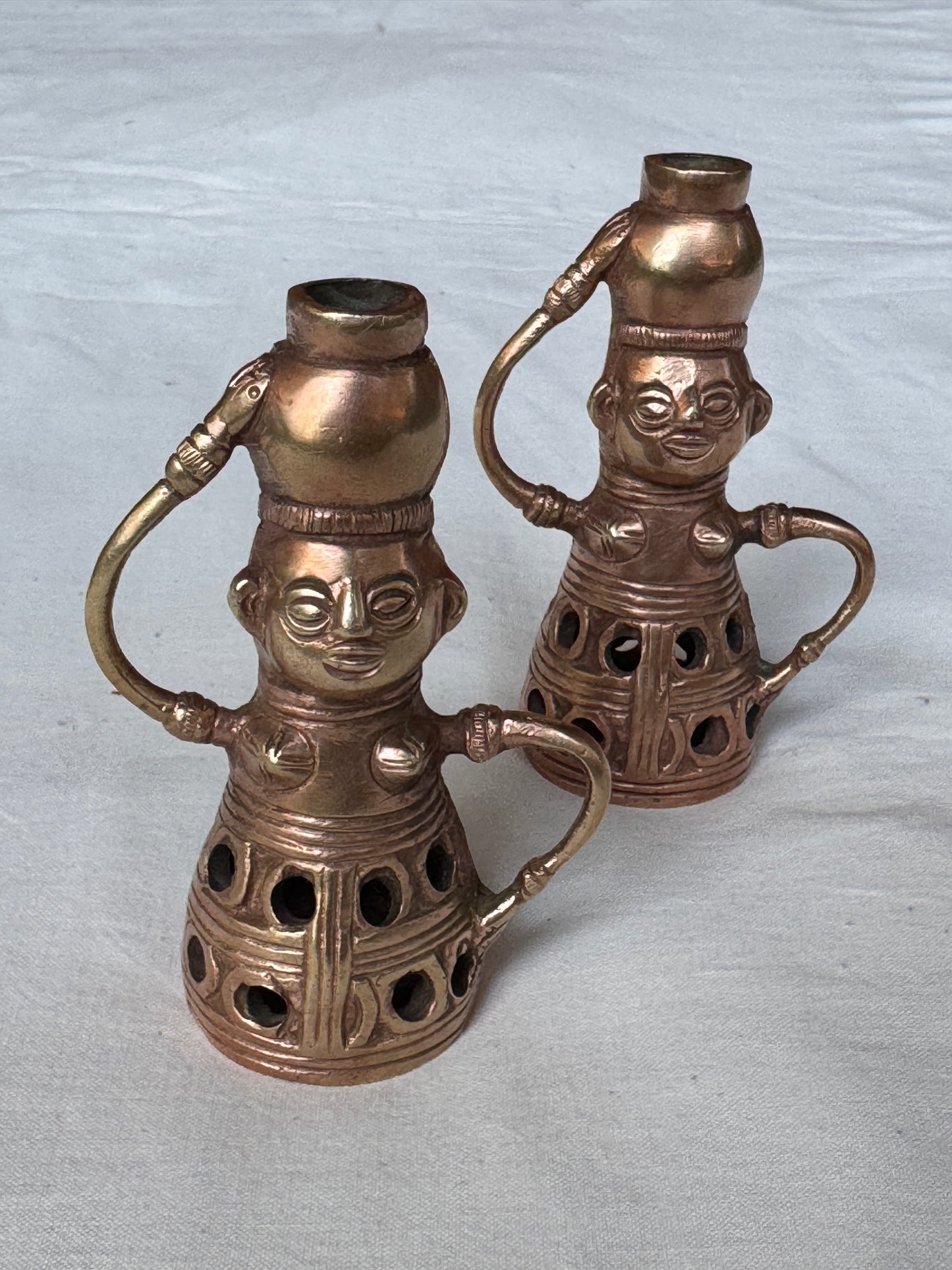 Pot holding organizer lady - Brass pen / agarbatti stand / vase / organizer