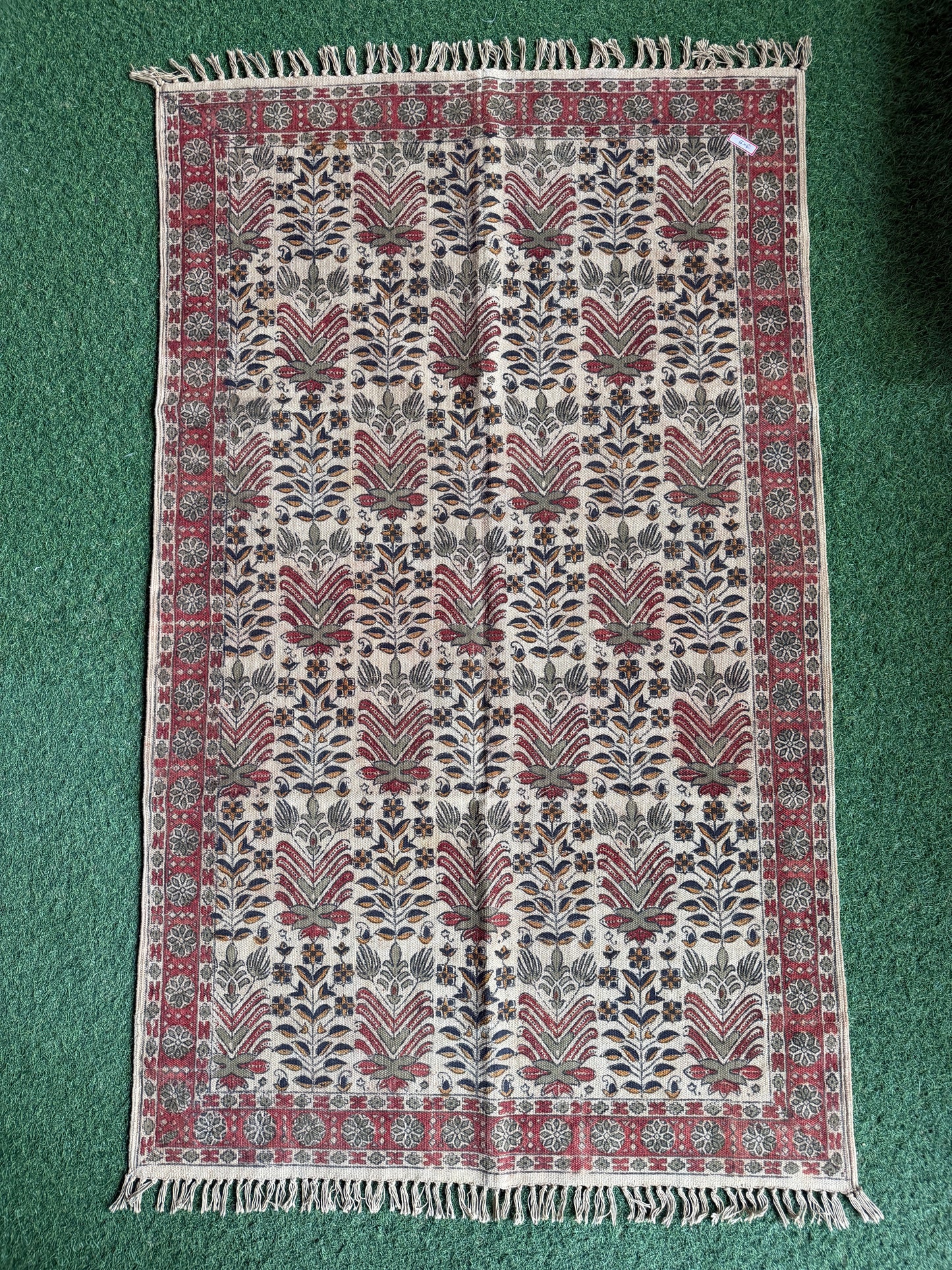 3 x 5 feet cotton Kalamkari hand block printed carpet