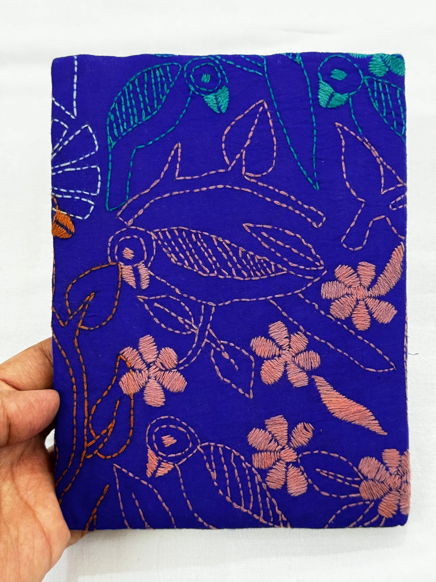 Handmade paper notebooks with kantha hand embroidered and hand eco printed cover