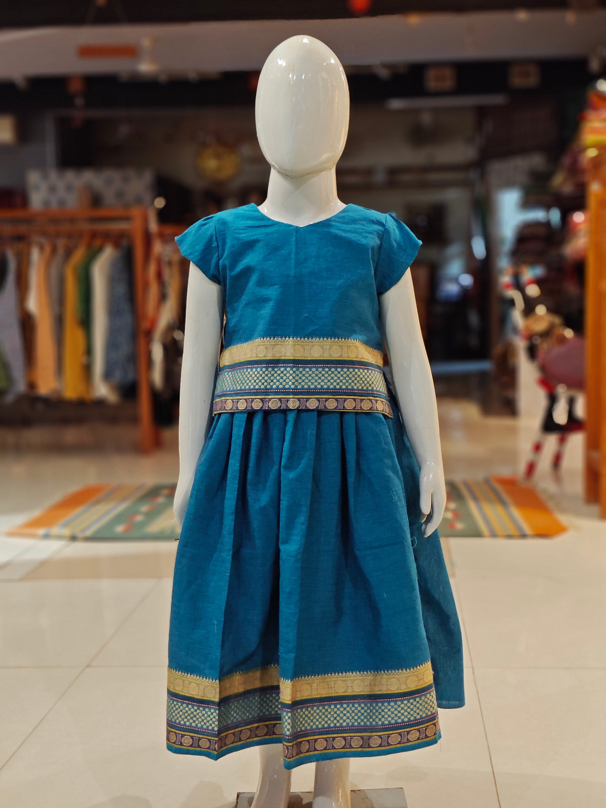 Cotton lehenga (langa jacket) blouse set - big border, powerloom