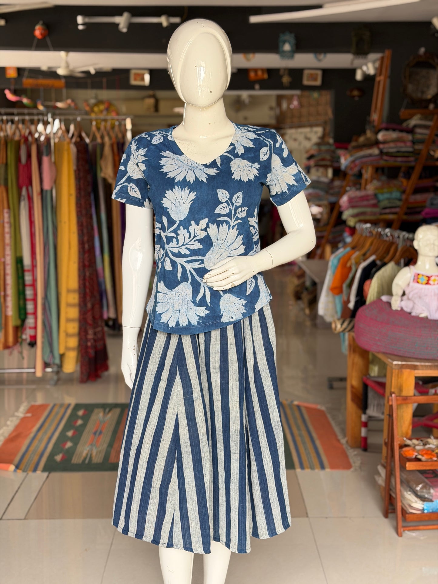 Beautiful cut womens tees - cotton, hand block printed, natural dyed tshirt for women - multiple designs and sizes