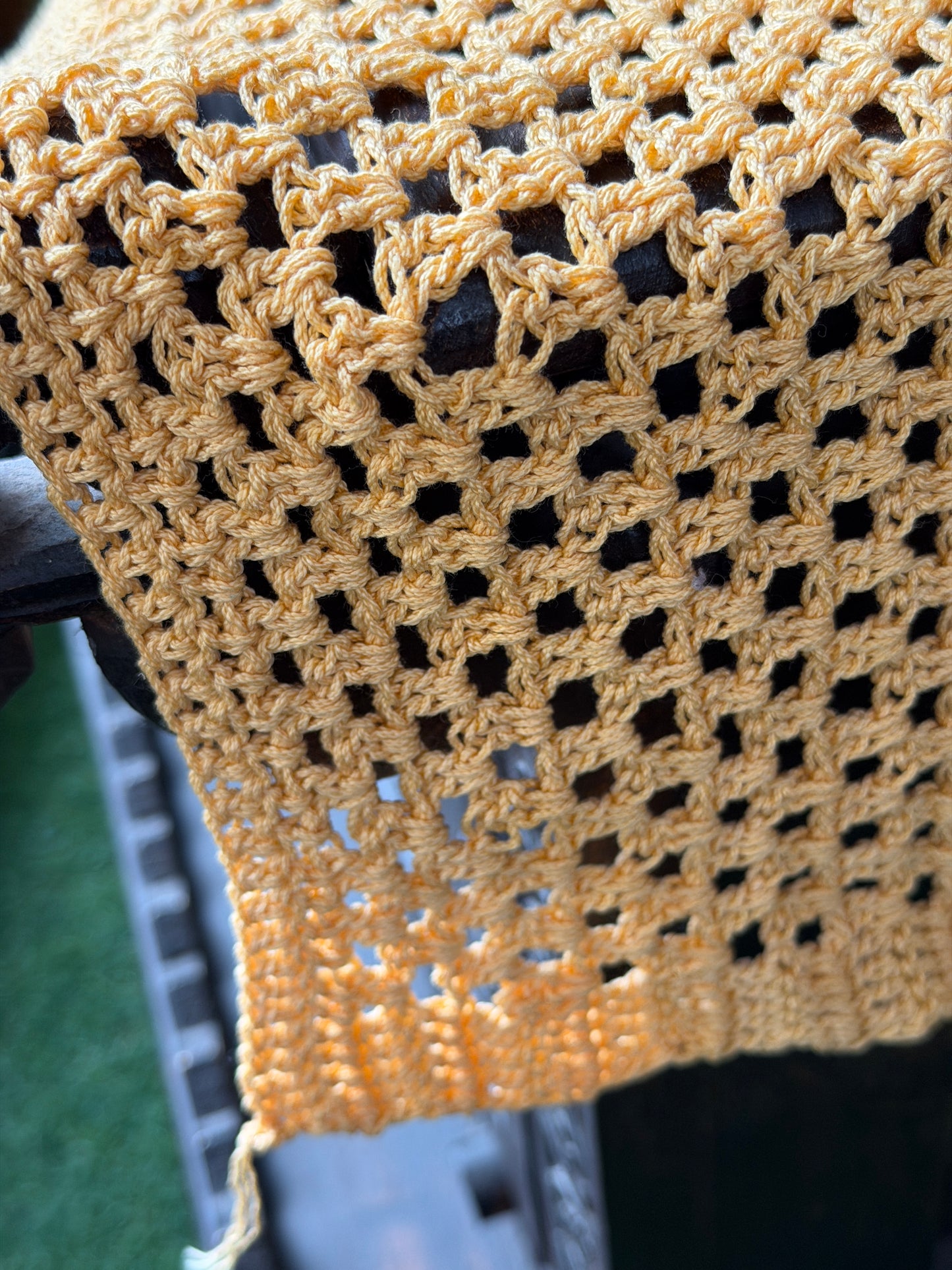 Yellow Crochet rectangular teapoy table cover 30 x 24 inches - hand crocheted with cotton yarn - multiple sizes available