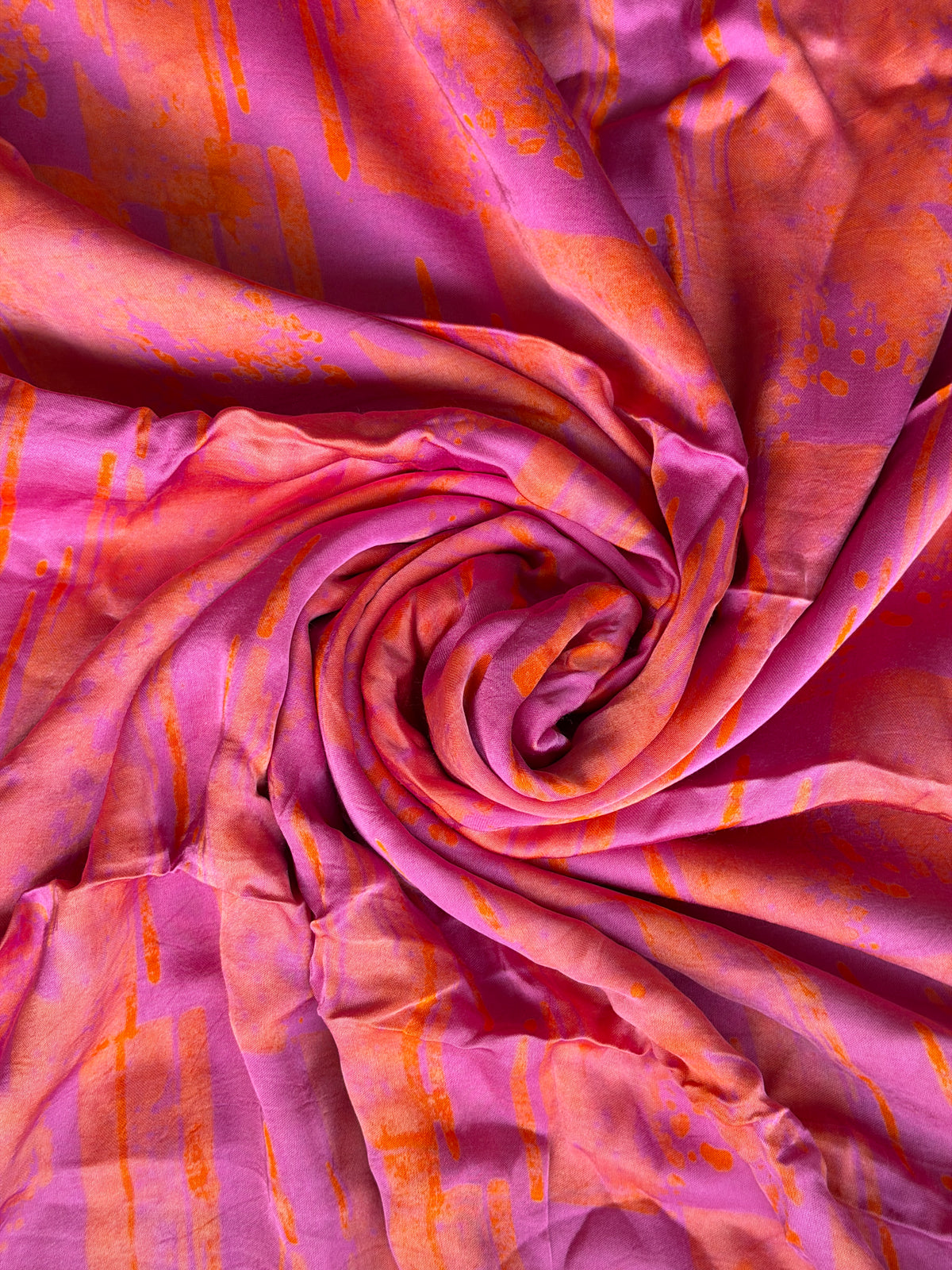 Purple orange batik hand block soft modal yardage saree / fabric - handcrafted