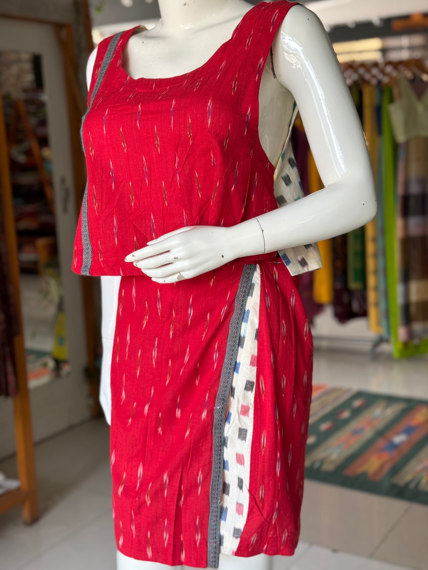 Short wrap skirt n crop top - 4 way handcrafted cotton coord set - free sized side ties crop top and wrap around skirt