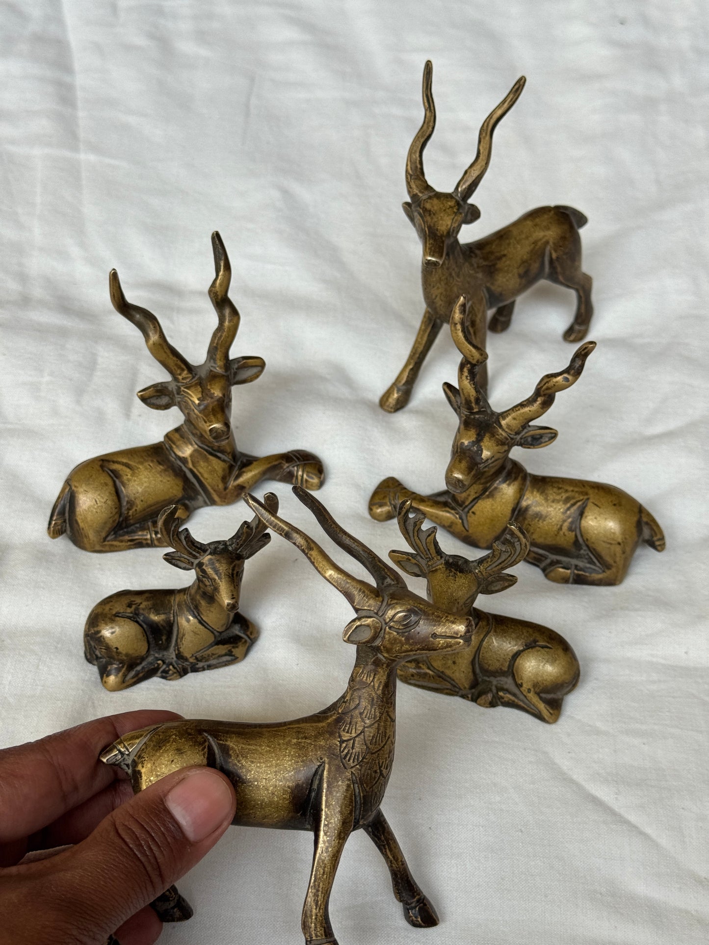 Dearest deers party  - brass miniature  6 piece set with deers in different poses