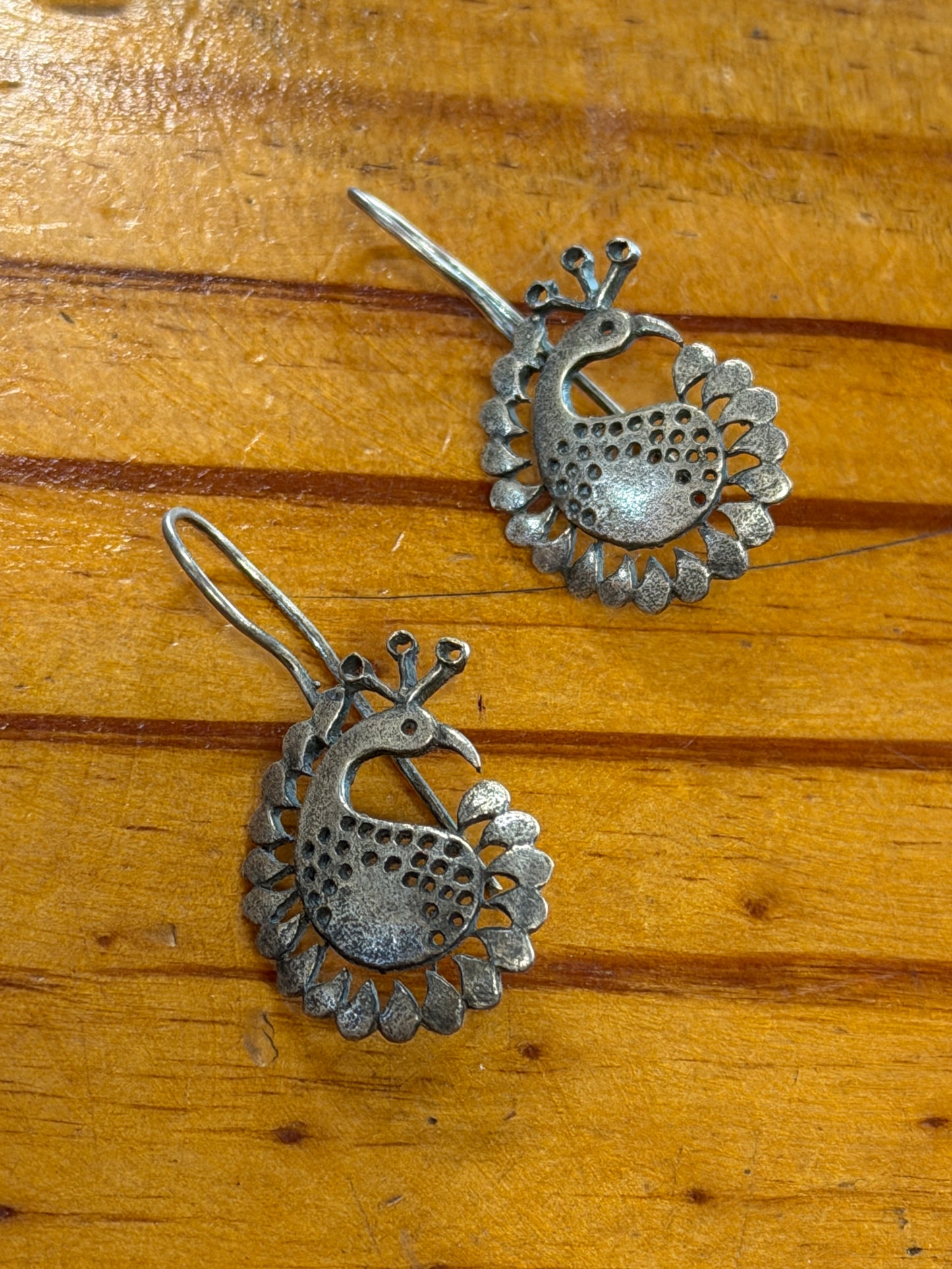 Peacock ear hooks - light weight jewelry