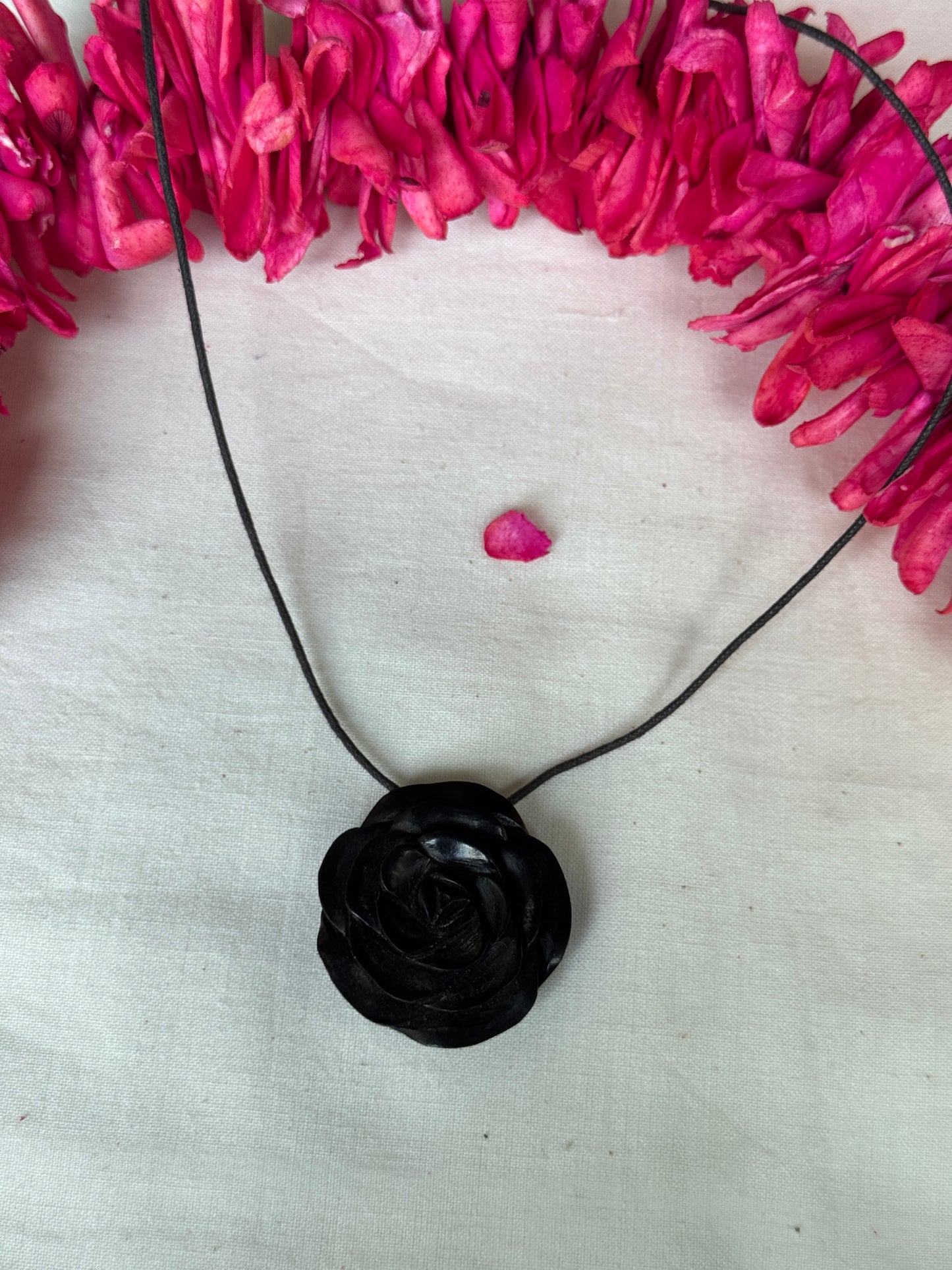 Rose pendant - Hand made flower pendant in solid wood - click to see color options