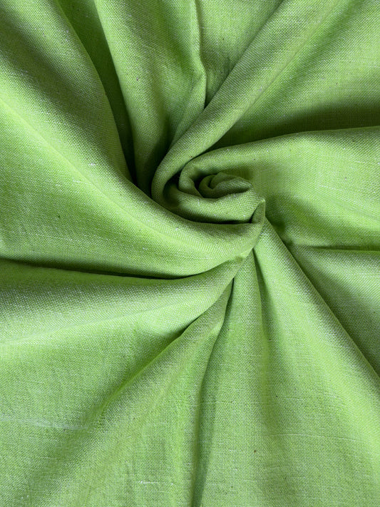 Green plain cotton hand spun, hand woven fabric