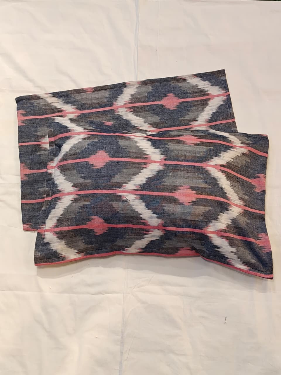 Blue n grey thick Ikat cotton pillow cover