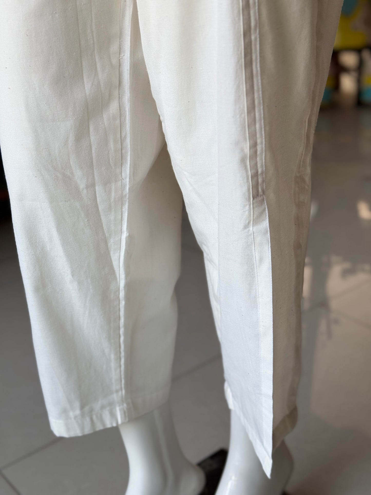 Off white pants in soft hand woven cotton