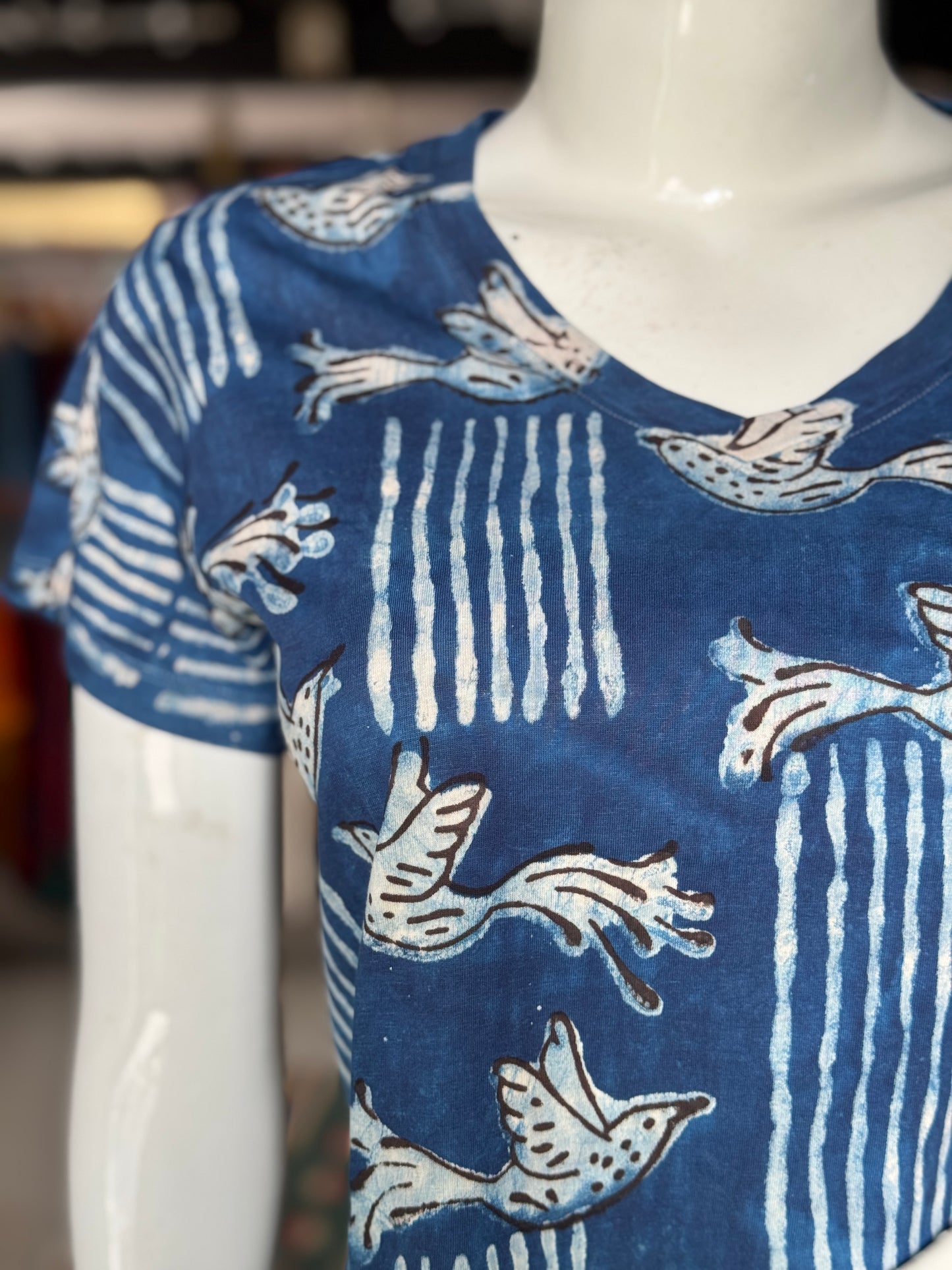 Beautiful cut womens tees - cotton, hand block printed, natural dyed tshirt for women - multiple designs and sizes