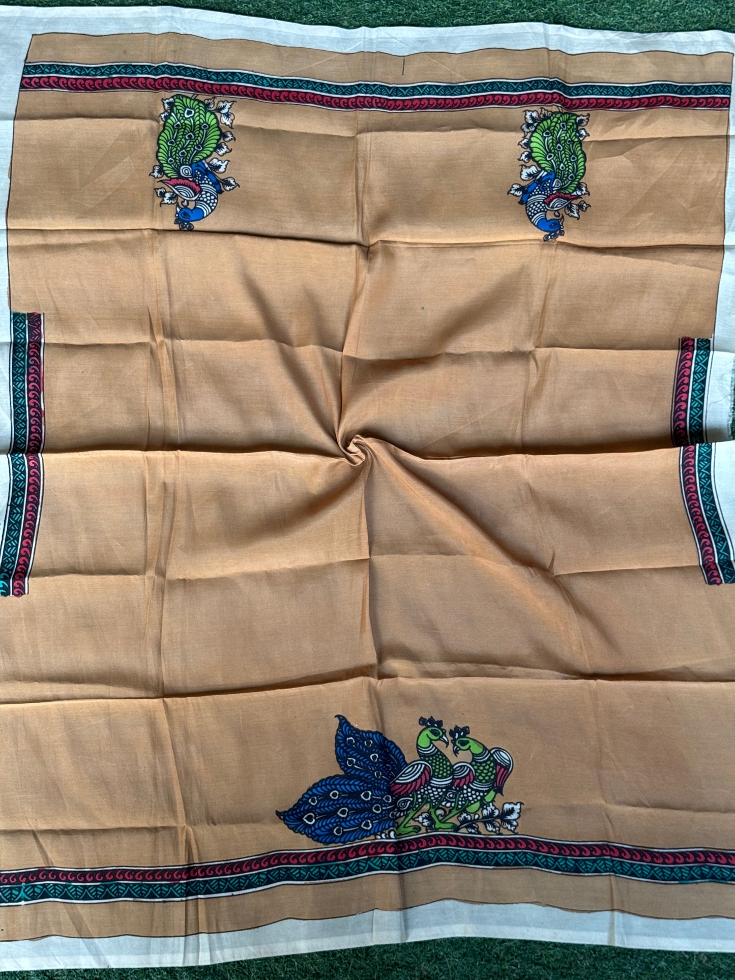 Silk Pen Kalamkari handpainted unstitched blouse piece with border - multiple designs n colors available