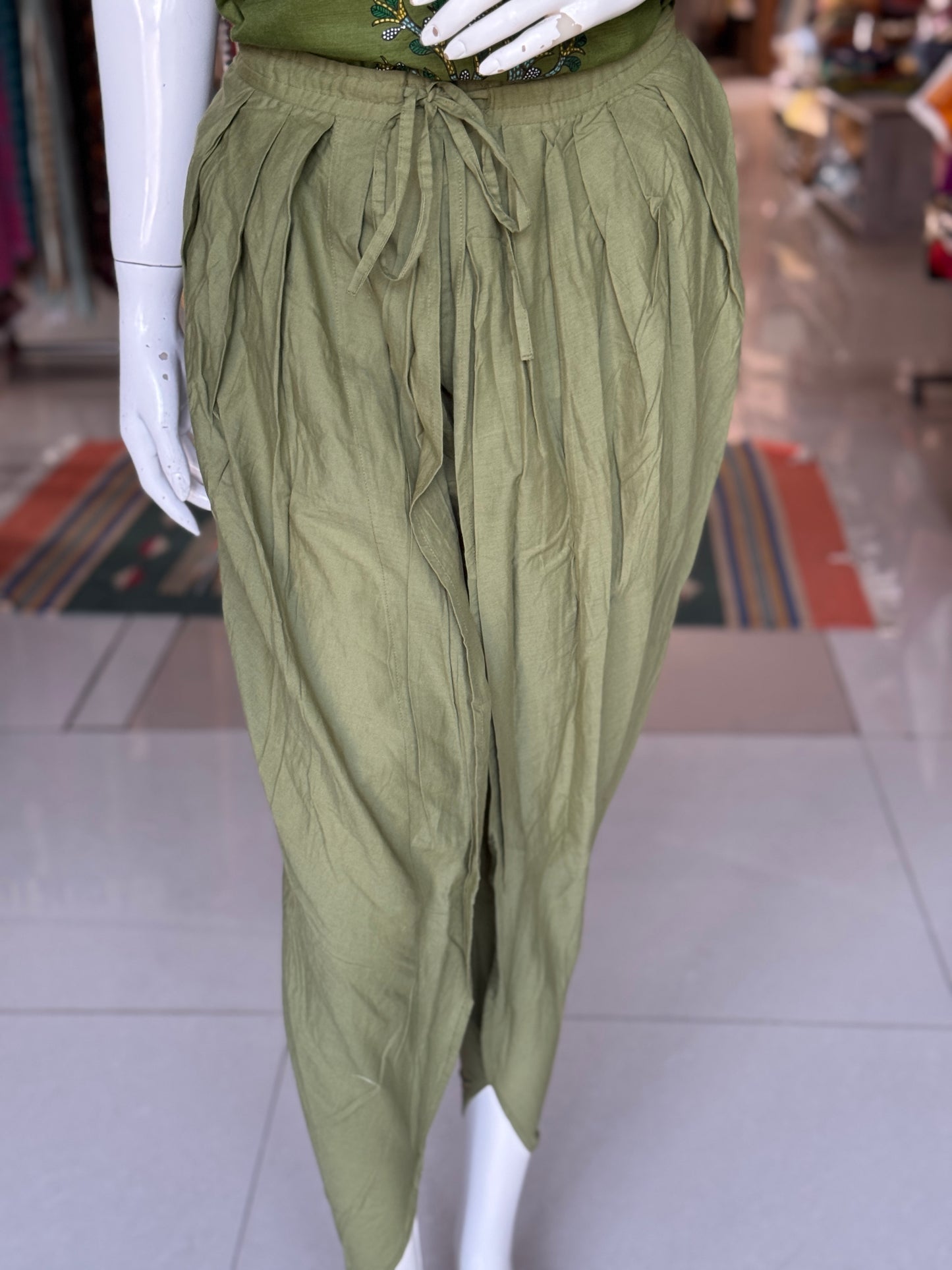 Green cotton dhoti pants