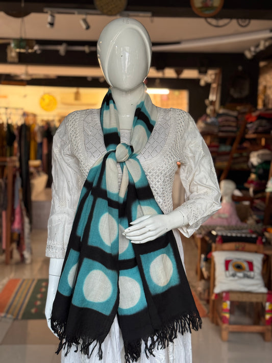 Merino wool stole with clamp dye