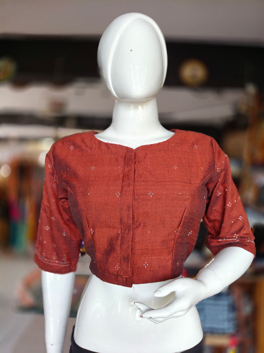 Tangaliya handloom cotton elbow sleeves blouse