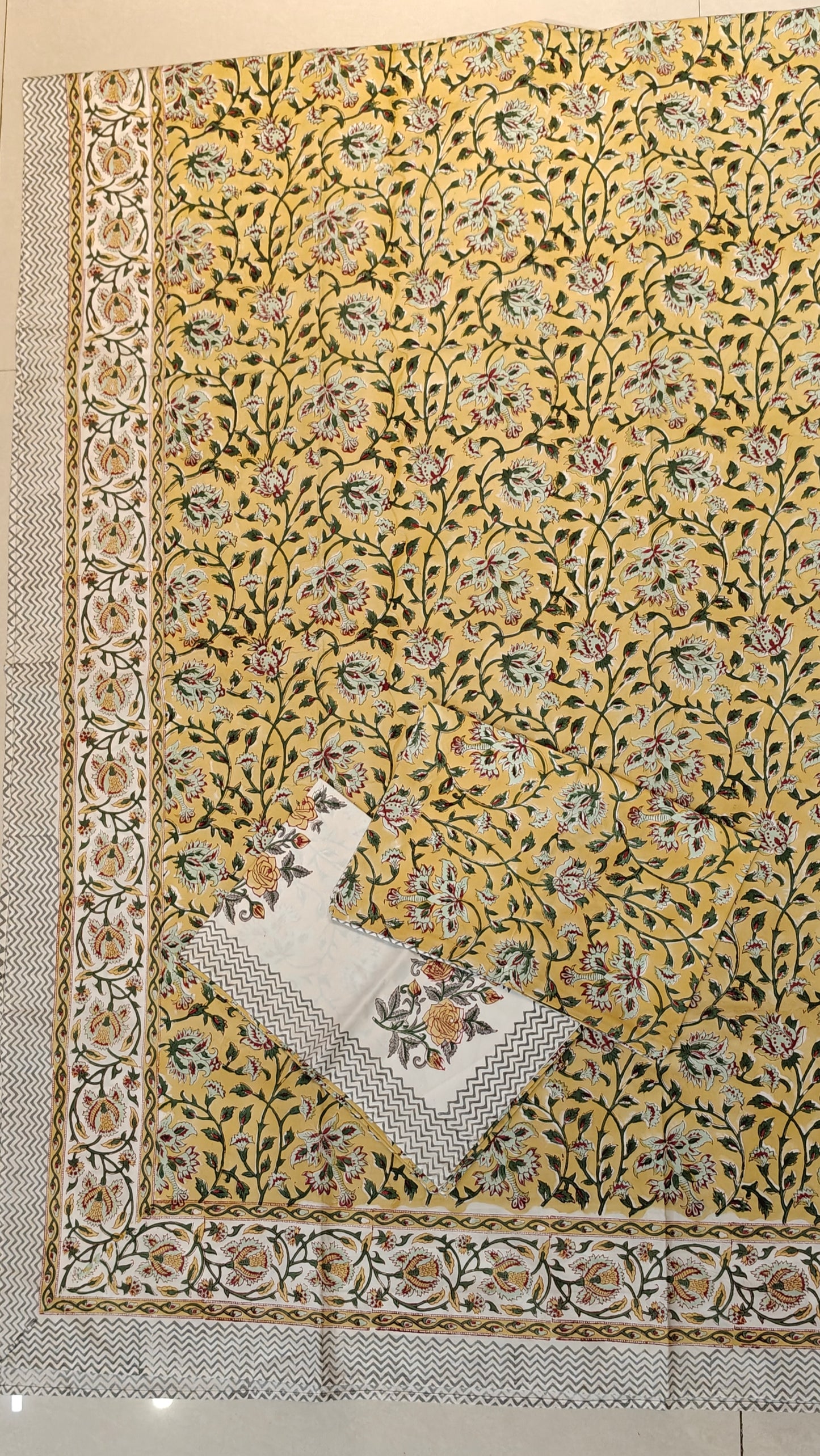Soft fine cotton hand block printed super King 108 x 108 inches bedsheet - multiple designs available
