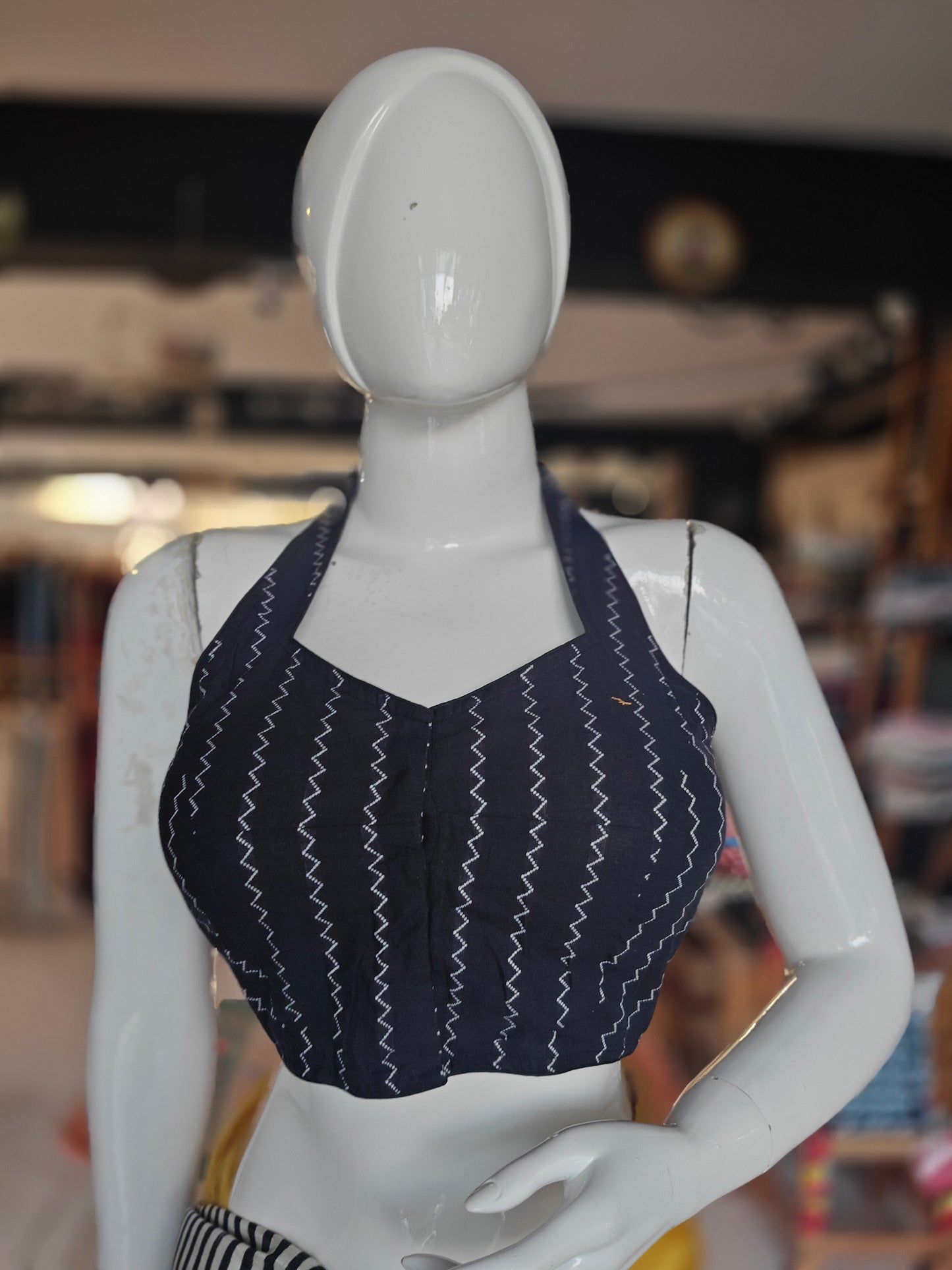 Halter neck cotton padded blouse with lining - multiple designs available