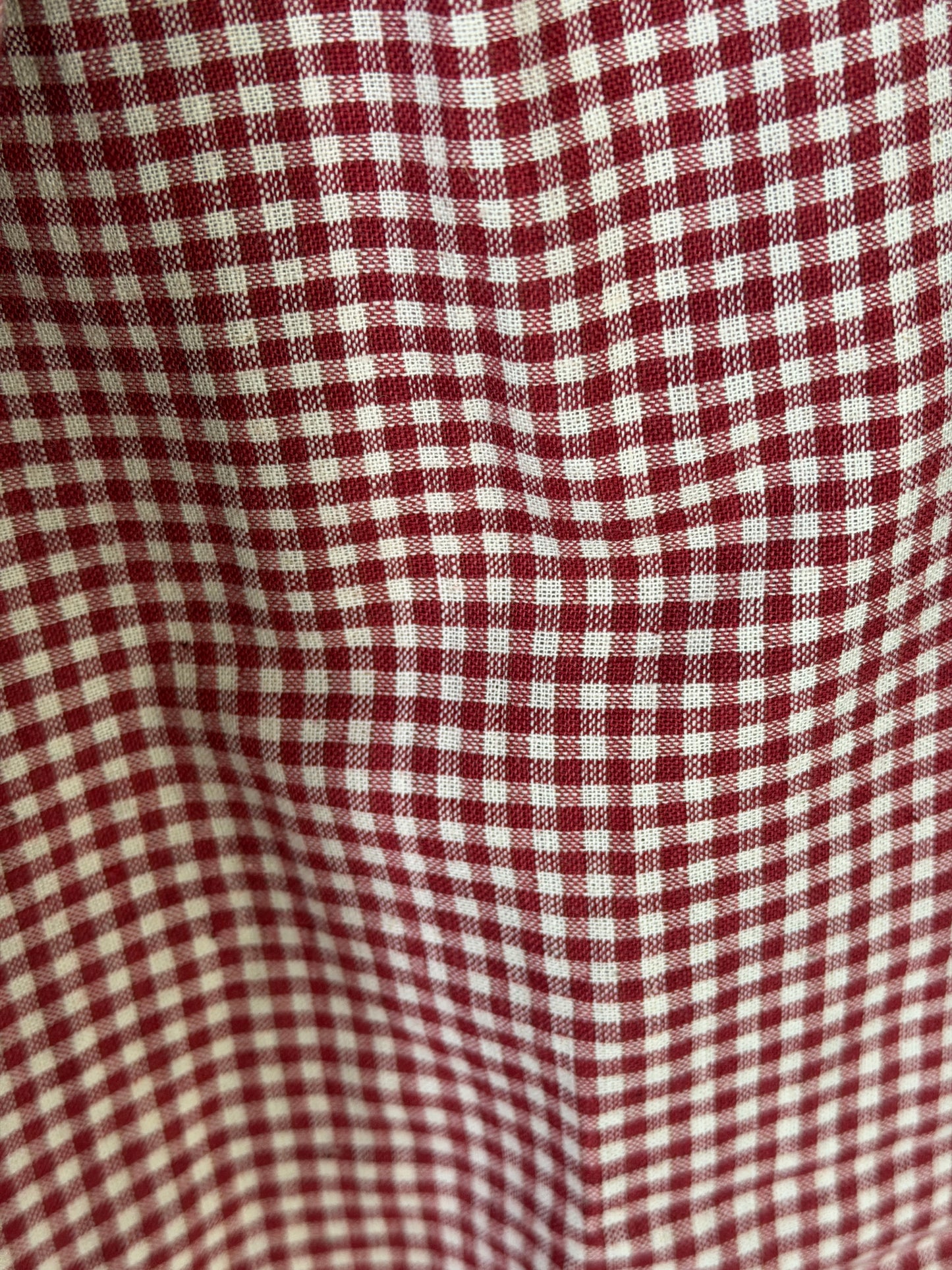 Red and white checks hand spun, hand woven, natural dyed cotton skirt