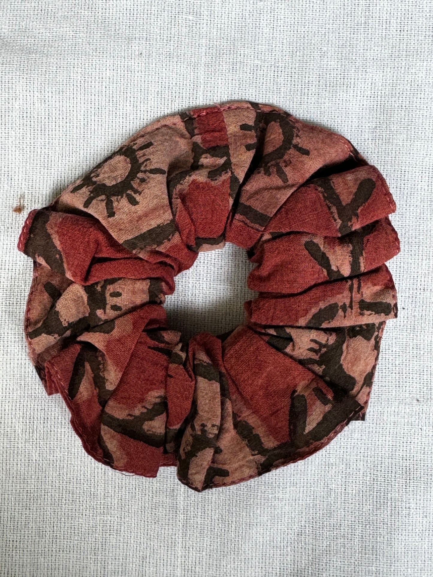 Hair scrunchie - natural dyed hand block printed cotton hair tie