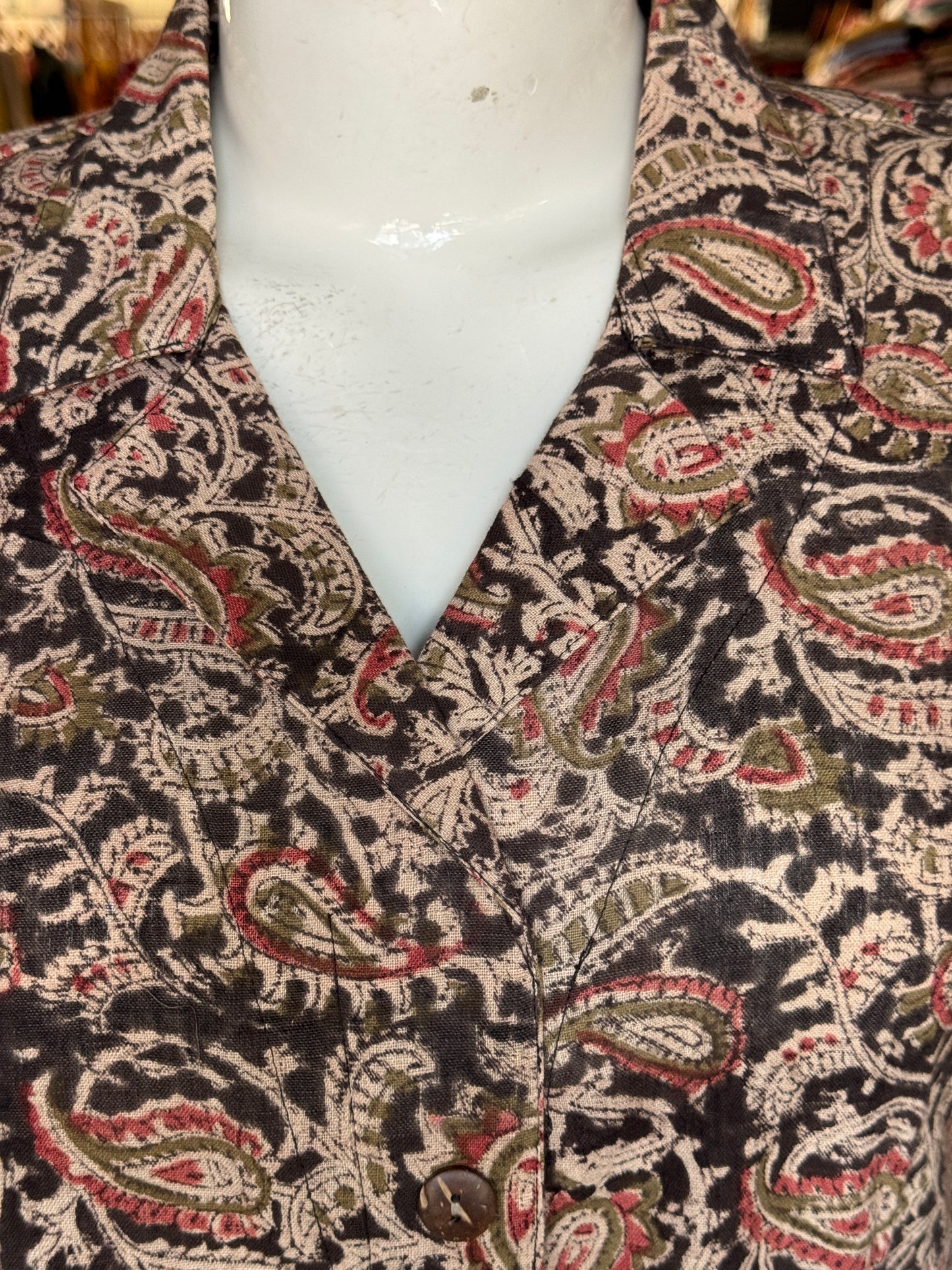 Kalamkari hand block printed collared dress -  Freedom fabric kurti - Hand spun, hand woven, hand block printed cotton