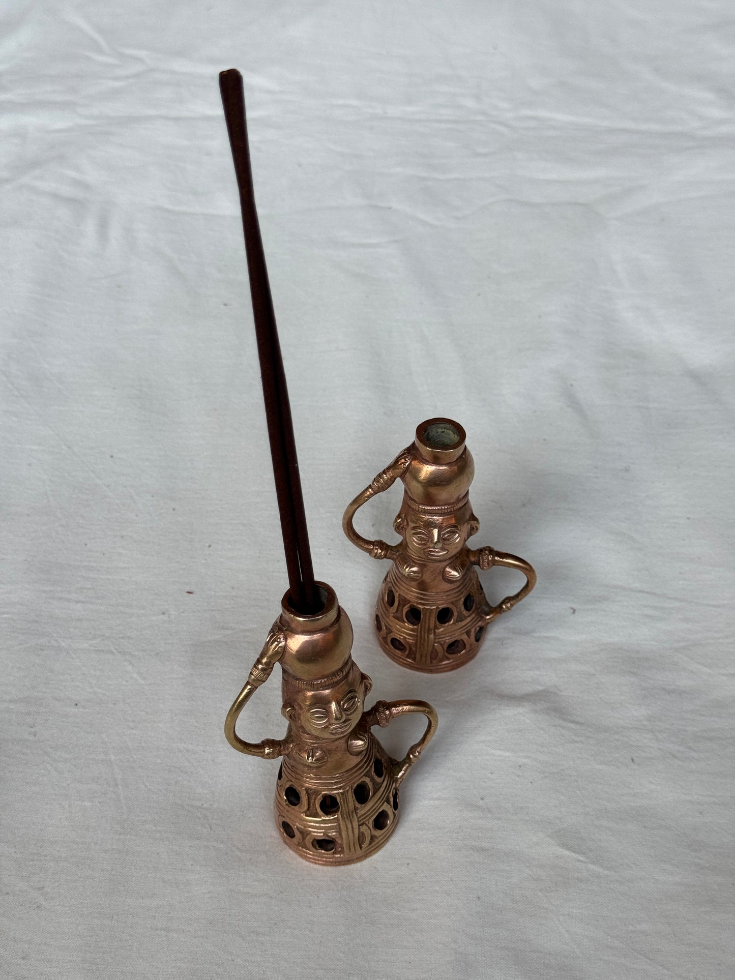 Pot holding organizer lady - Brass pen / agarbatti stand / vase / organizer