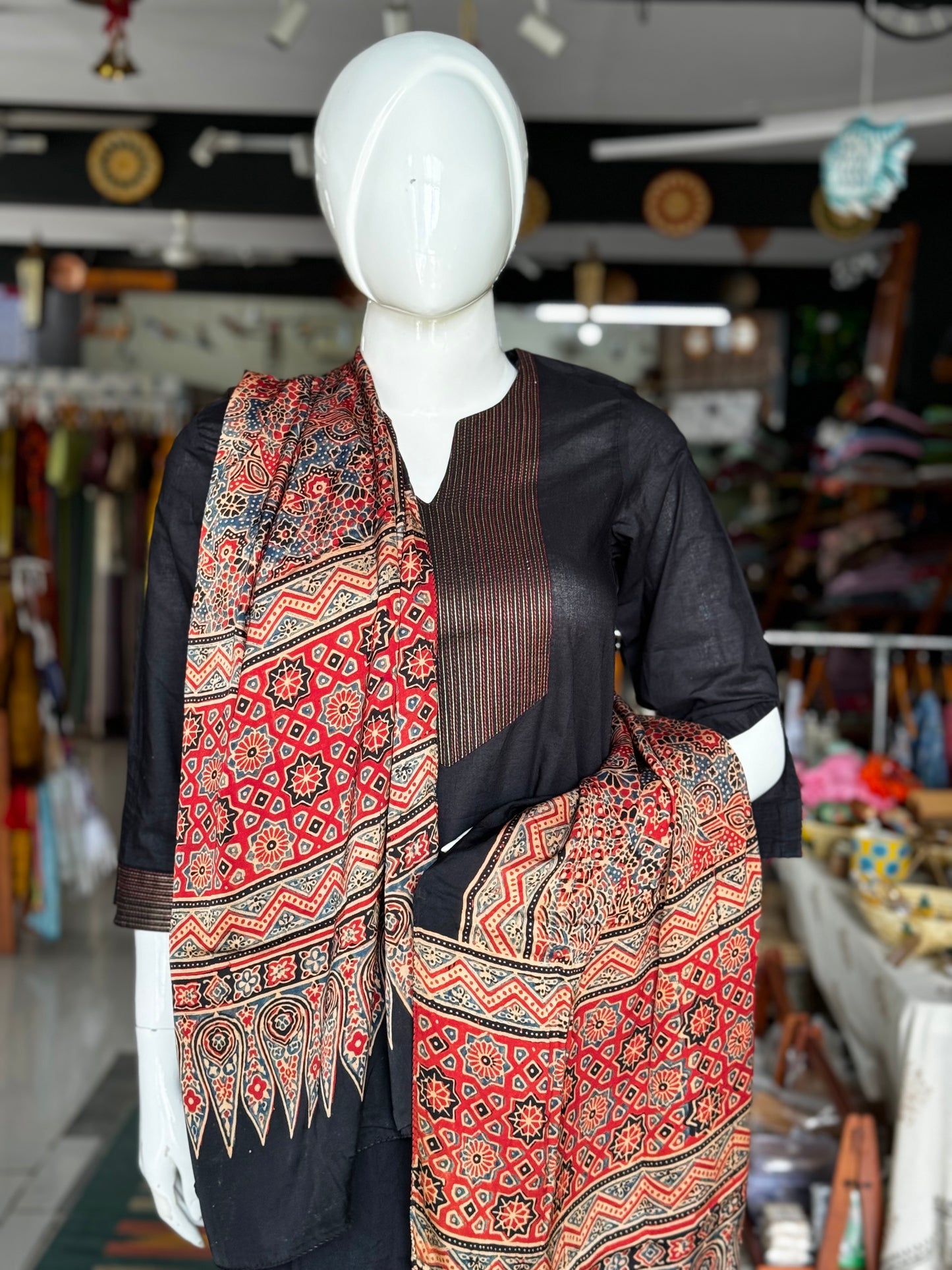 Ajrakh hand block printed soft modal stole