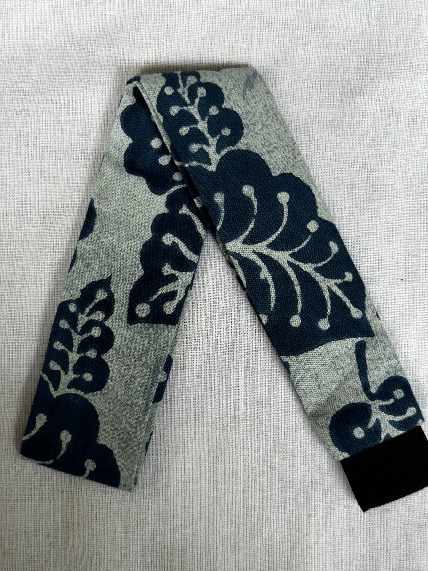 Unisex Head band with elastic in natural dyed, hand block printed cotton