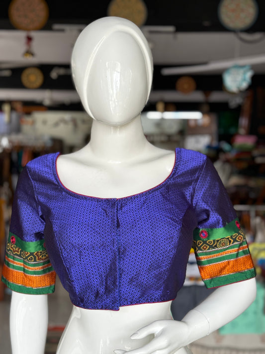 Blue Khun blouse with mirror work