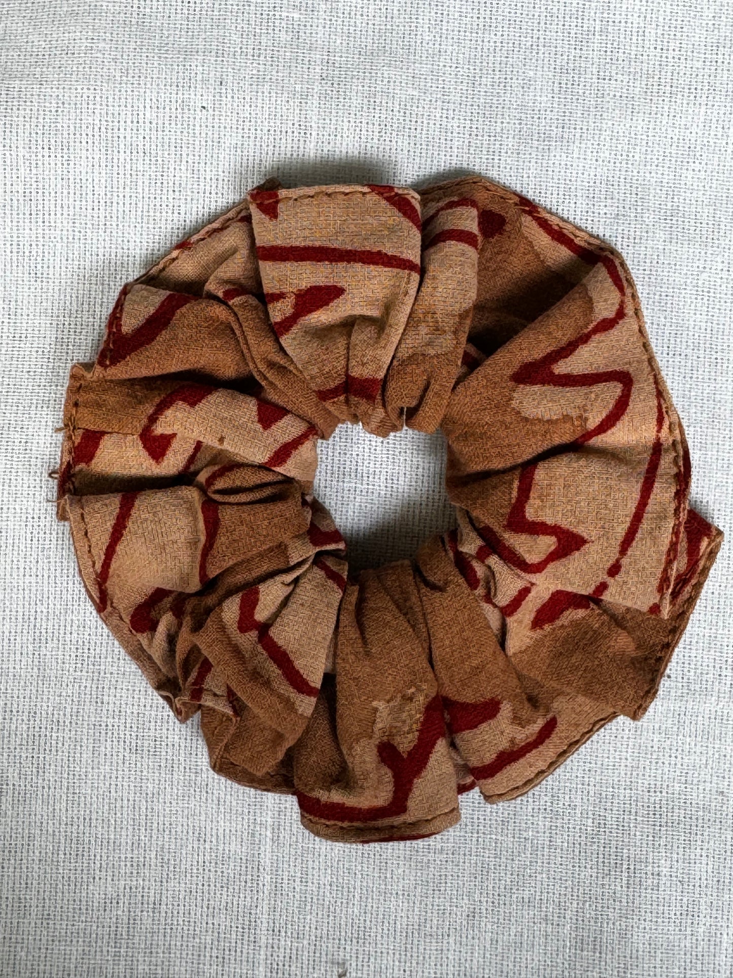 Hair scrunchie - natural dyed hand block printed cotton hair tie