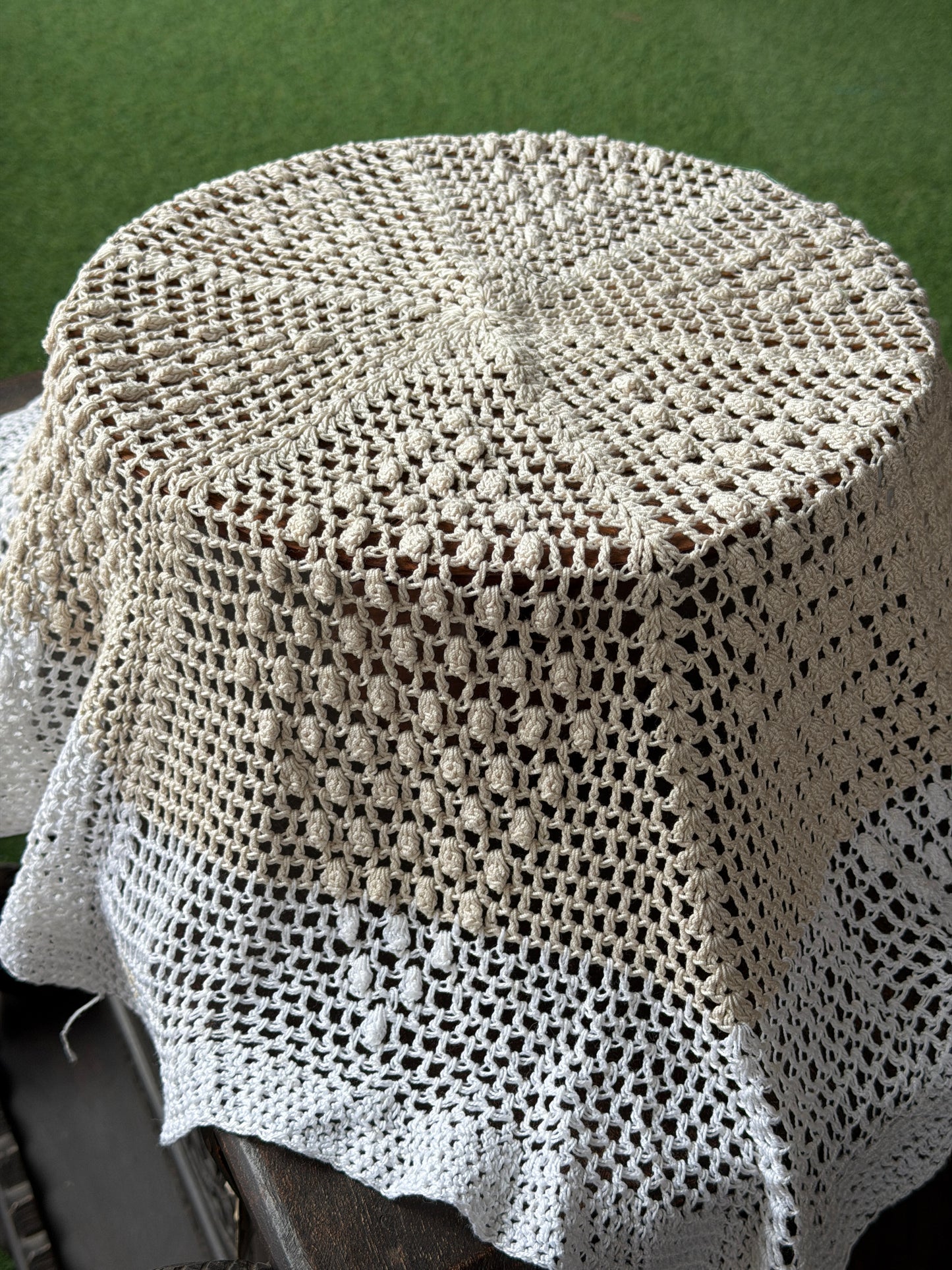 Hexagonal 30 x 30 fancy Hand Crochet center table cover - cotton yarn - colors available