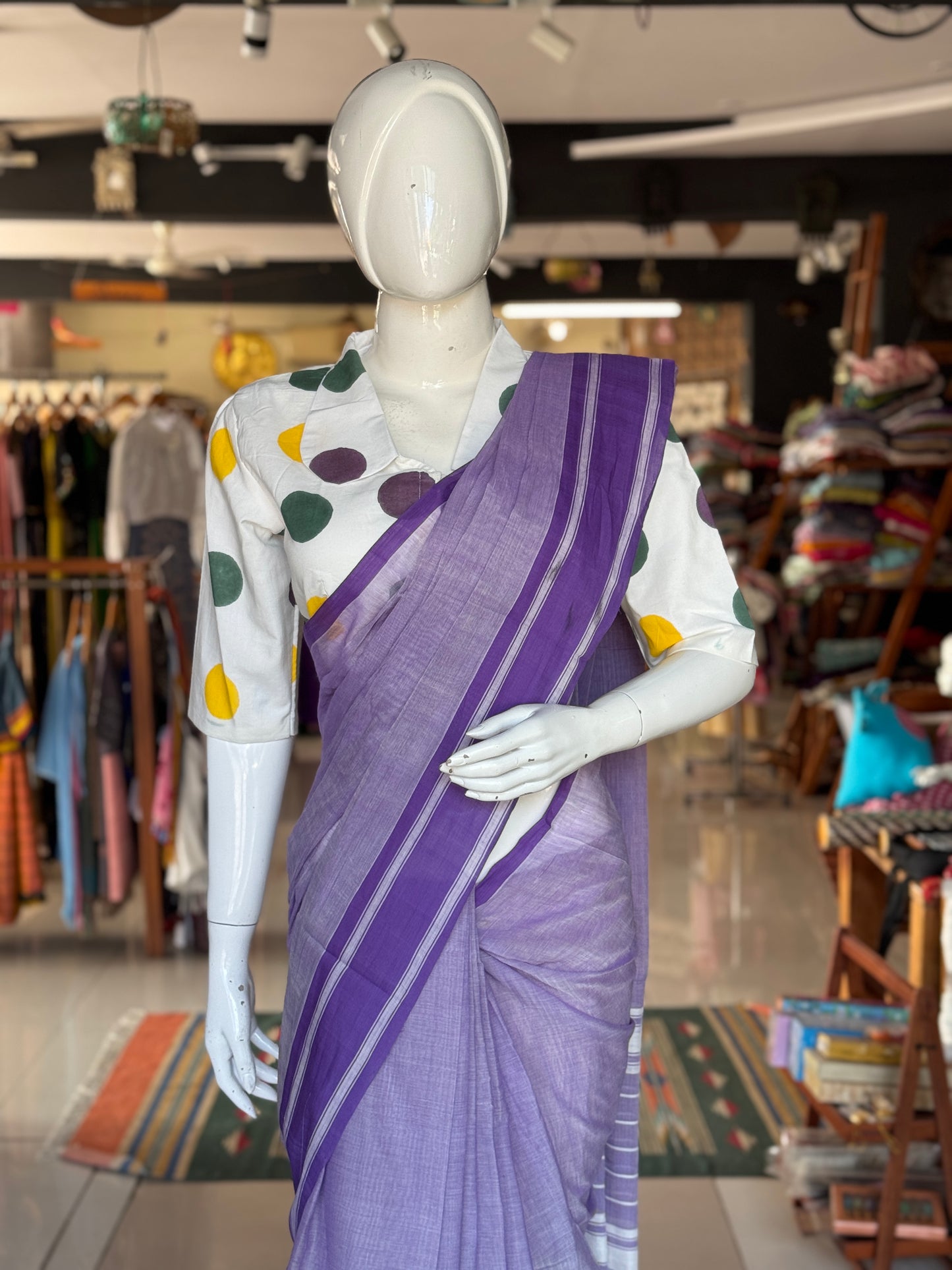 Plain light weight soft handloom Bobbili cotton saree - multiple colors available