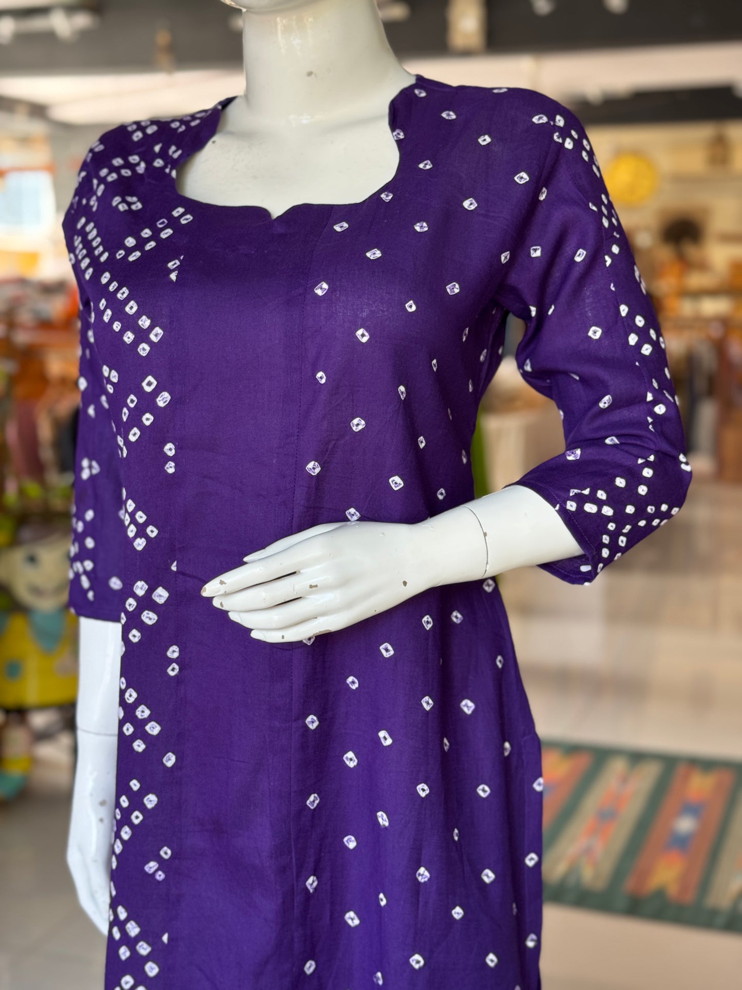 Bandini cotton straight kurti with half n half design - color options available