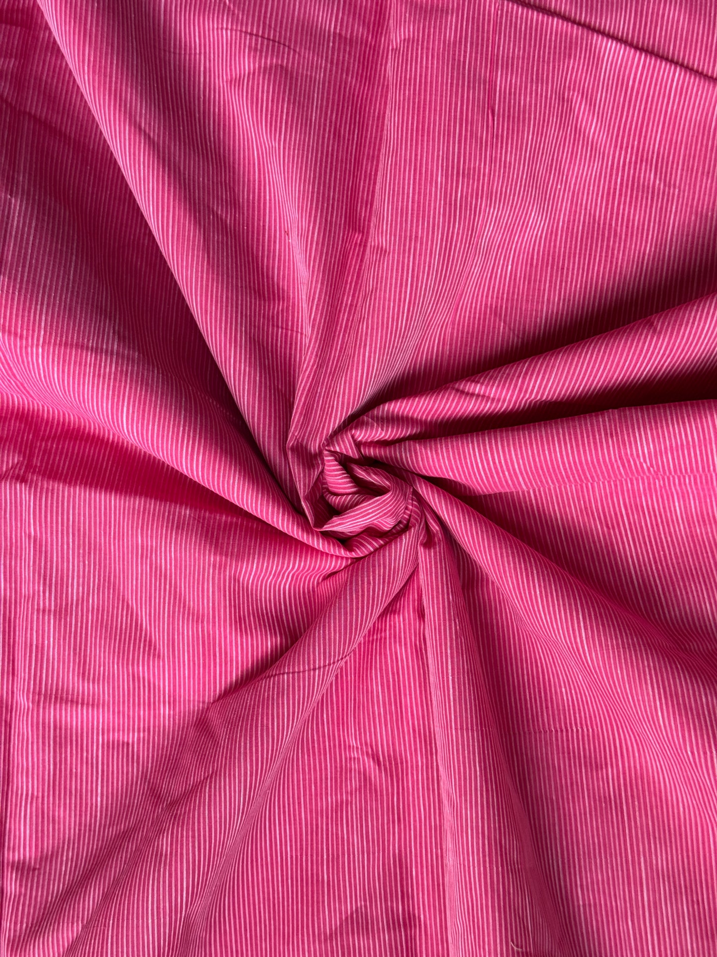 Pink stripes handloom cotton fabric - big 52 inch panna in 100s cotton