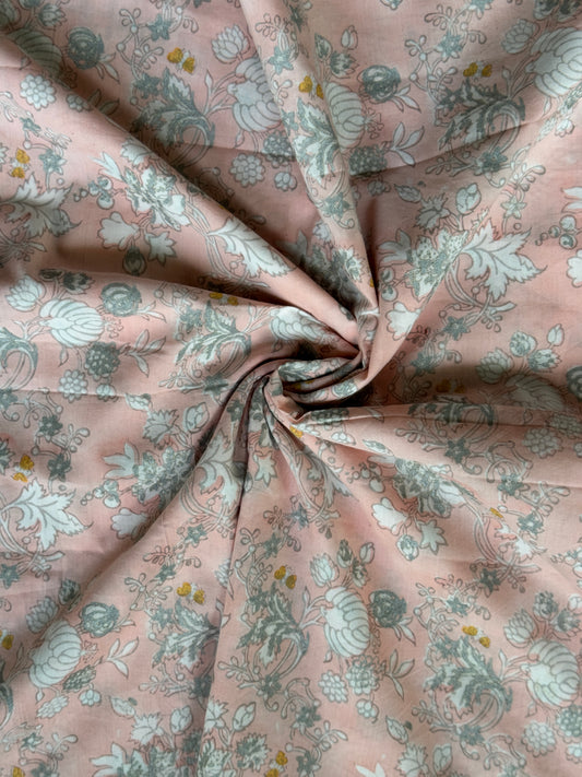 Floral hand block printed soft cotton fabric in different colors