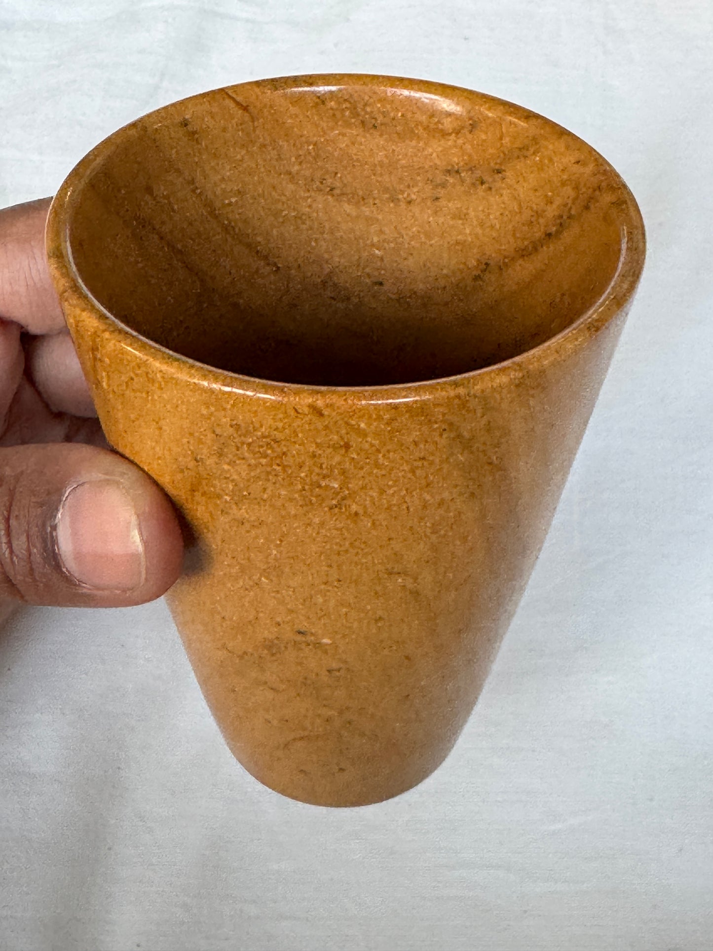 Yellow Jaisalmer stone handcrafted tumbler / glass - single
