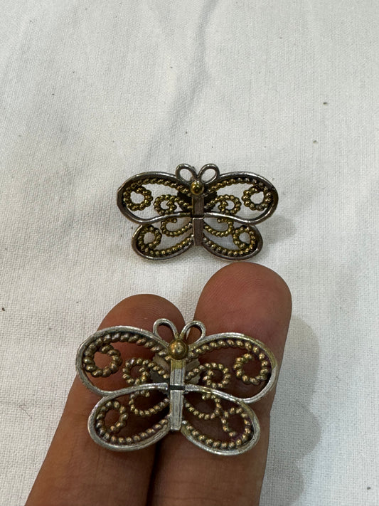 Dual tone butterfly studs ear rings