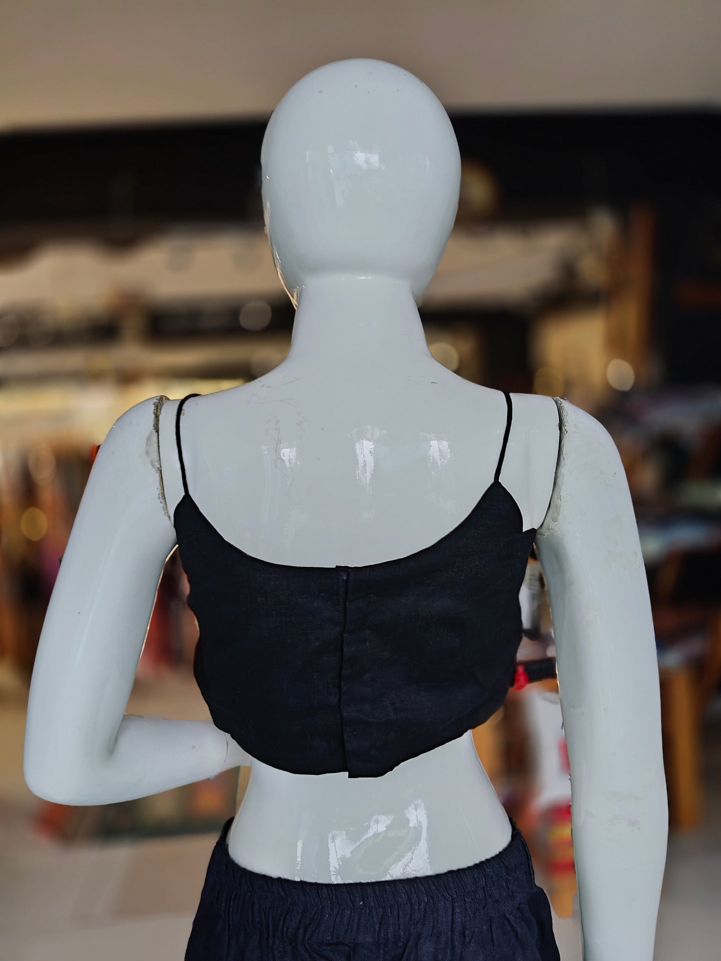 Noodle strap cotton blouse - with lining and pads