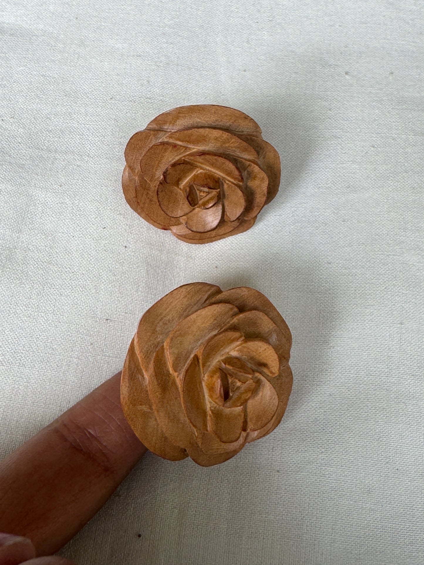 Rose hand carved finger ring in yellow wood - color options available