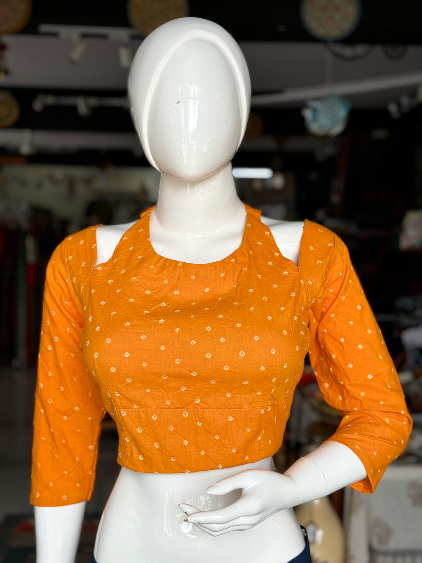 Mango yellow cotton hand tie bandini blouse