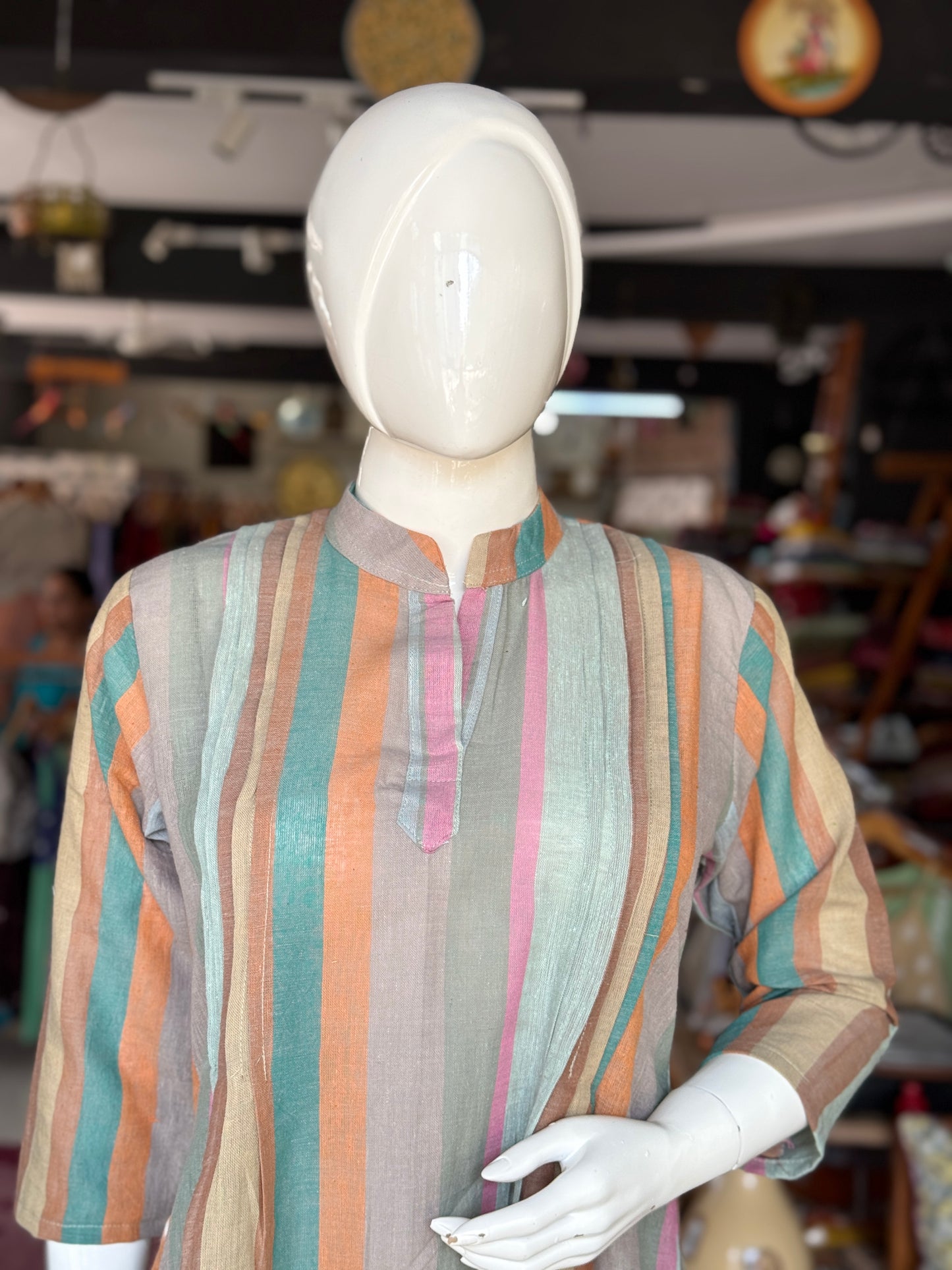 Colorful stripes kala cotton handwoven dress