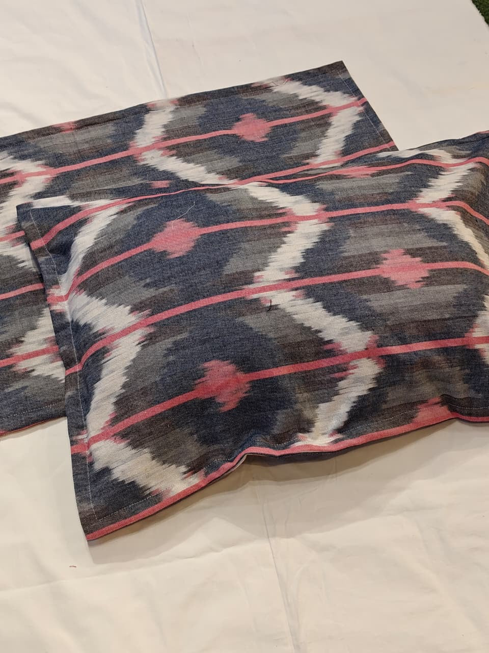 Blue n grey thick Ikat cotton pillow cover