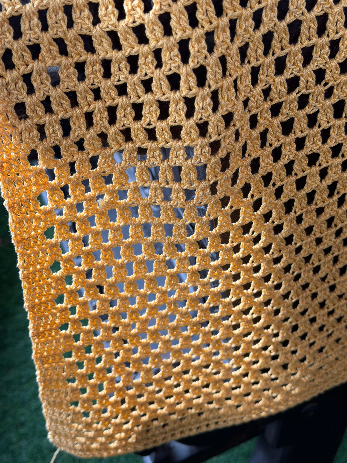 Yellow Crochet rectangular teapoy table cover 30 x 24 inches - hand crocheted with cotton yarn - multiple sizes available