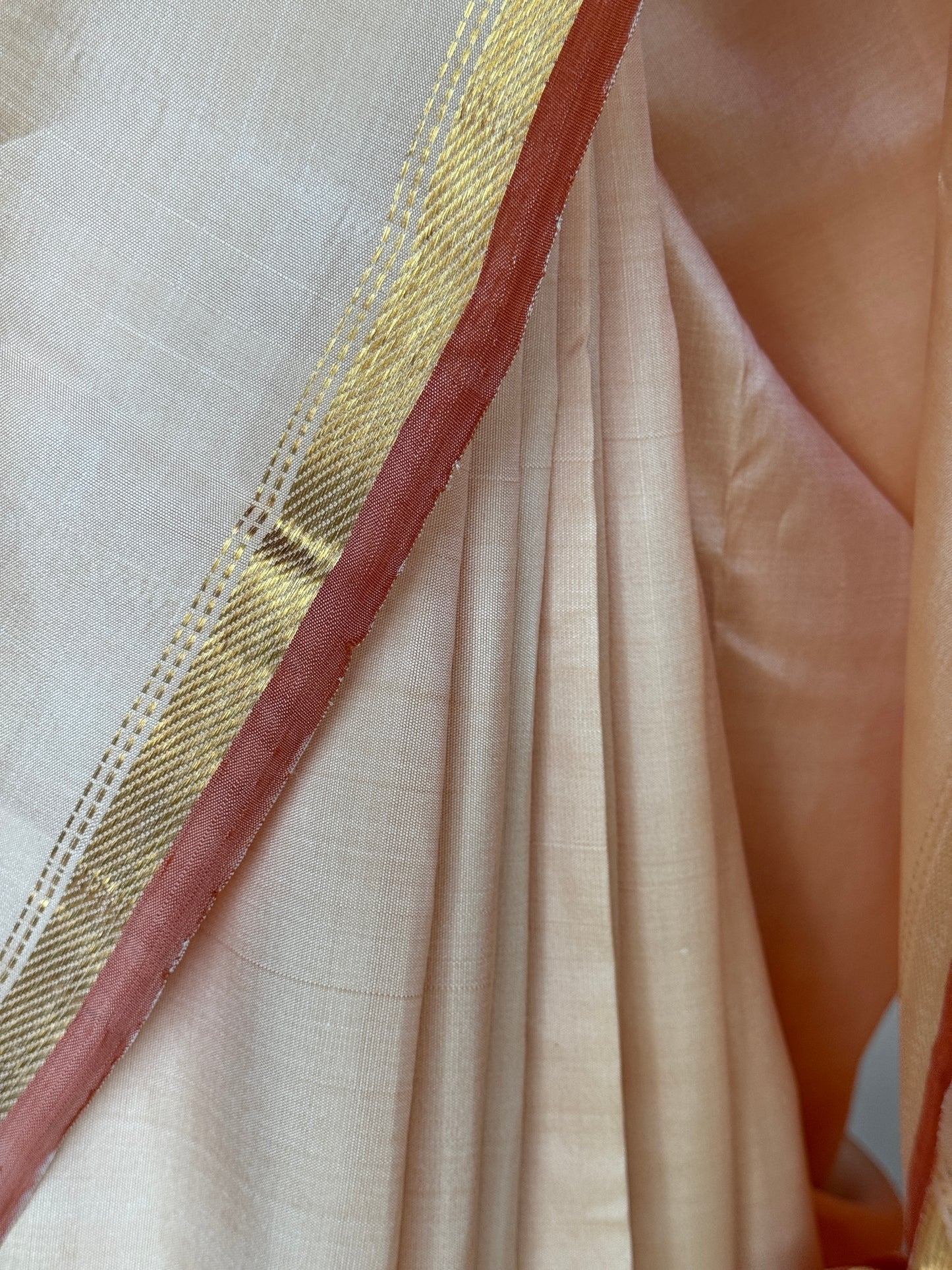 Classy cream pure silk handloom Kumbakonam pattu saree with colorful stripes palla